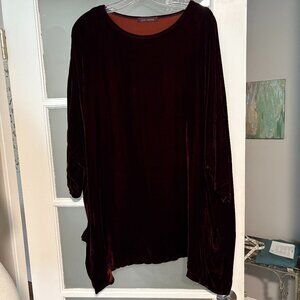 Cut Loose Ruby Velvet Tunic One Size Washable Silk Blend EUC